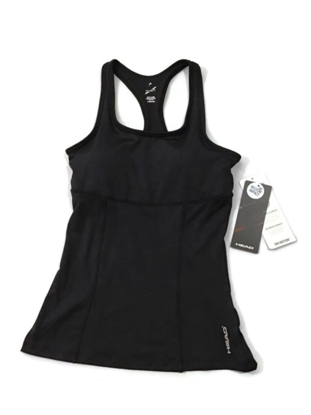 HEAD Black Athletic Workout Tank Top with Shelf Bra NEW!